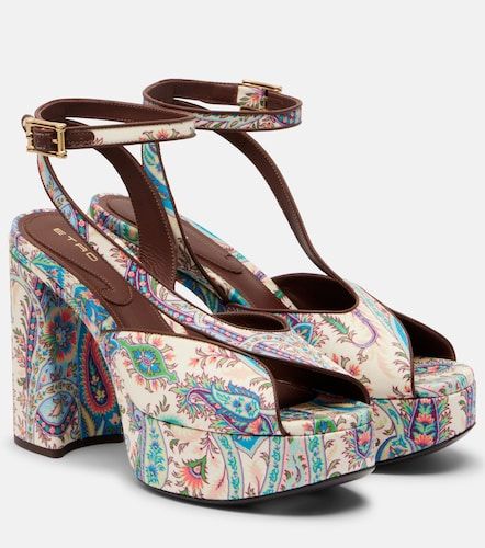 Paisley canvas platform sandals - Etro - Modalova