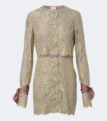 Abito corto in pizzo con seta - Saint Laurent - Modalova