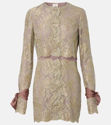 Abito corto in pizzo con seta - Saint Laurent - Modalova