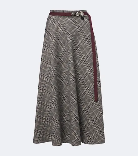 Belted plaid virgin wool midi skirt - 'S Max Mara - Modalova