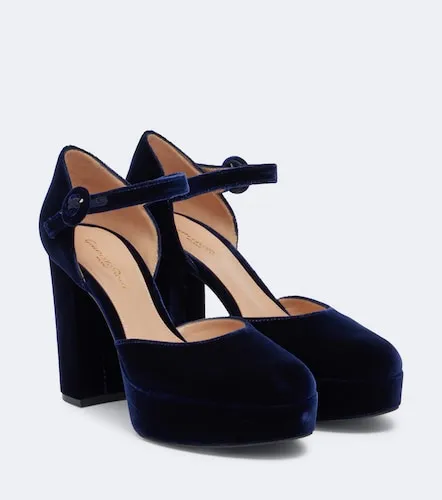 Salones con plataforma de terciopelo - Gianvito Rossi - Modalova
