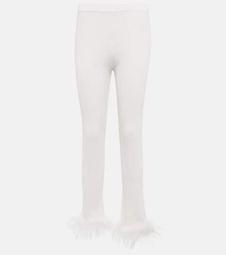 Feather-trimmed slim pants - Giuseppe di Morabito - Modalova