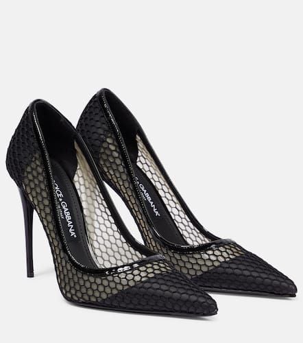 Mesh-trimmed leather pumps - Dolce&Gabbana - Modalova