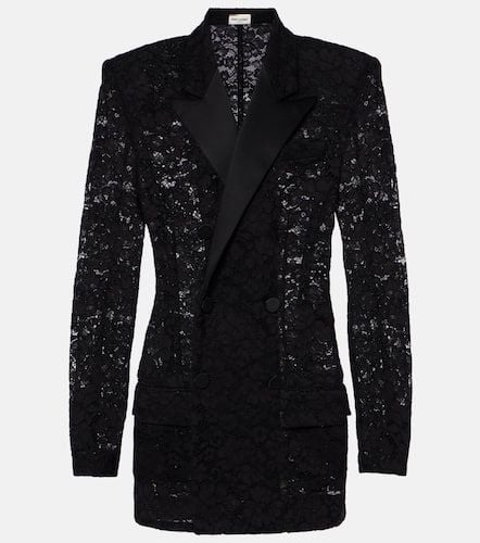 Satin-trimmed guipure lace tuxedo jacket - Saint Laurent - Modalova