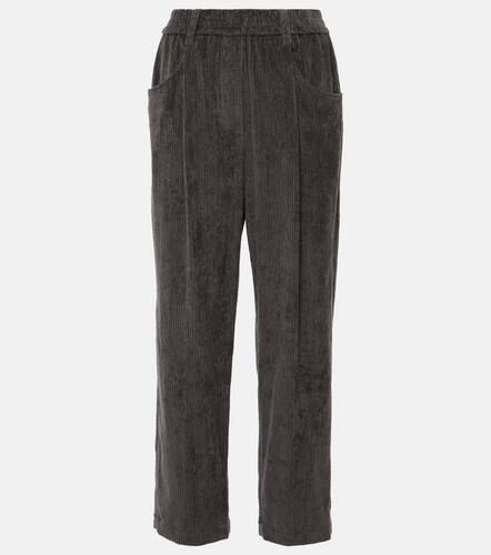 Pleated cotton straight pants - Brunello Cucinelli - Modalova