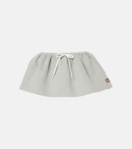 Logo cotton fleece miniskirt - Miu Miu - Modalova