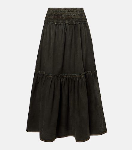 Smocked tiered cotton maxi skirt - Ganni - Modalova