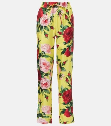 Floral silk straight pants - Dolce&Gabbana - Modalova