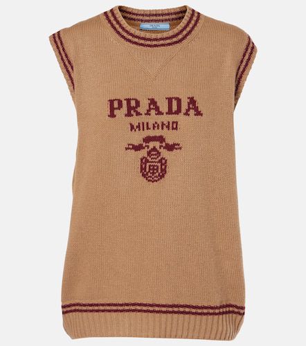 Gilet in lana e cashmere con logo - Prada - Modalova