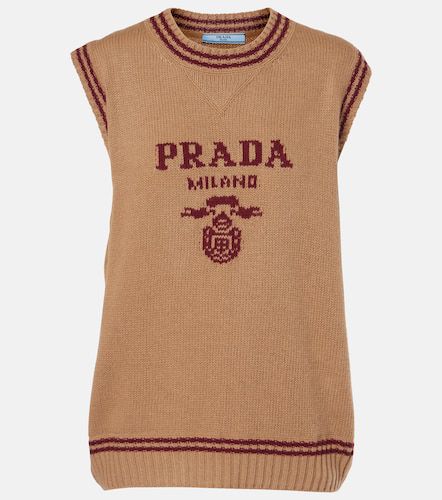 Logo wool and cashmere sweater vest - Prada - Modalova