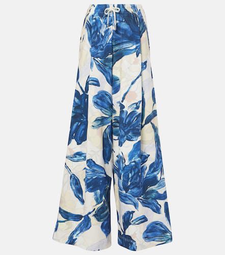 Floral cotton jersey wide-leg sweatpants - Dries Van Noten - Modalova