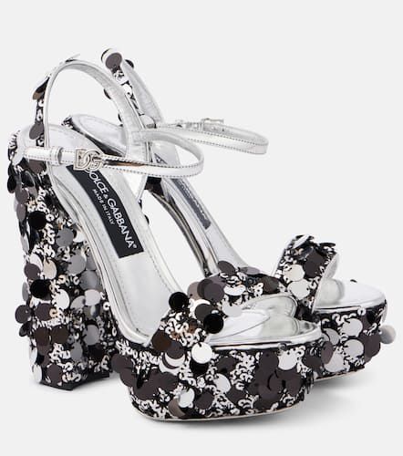 Sequined faux leather platform sandals - Dolce&Gabbana - Modalova