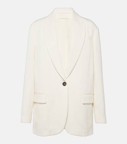 Herringbone cotton and linen blazer - Brunello Cucinelli - Modalova