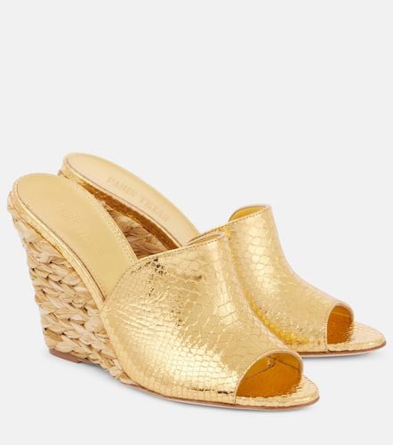 Deia 100 leather-trimmed espadrille wedges - Paris Texas - Modalova