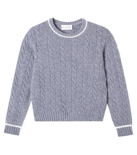 Cable-knit logo virgin wool sweater - Moncler Enfant - Modalova