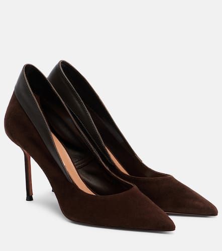 Guanto 85 leather-trimmed suede pumps - Aquazzura - Modalova