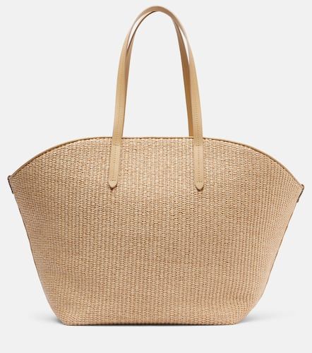 Monili leather-trimmed raffia-effect basket bag - Brunello Cucinelli - Modalova
