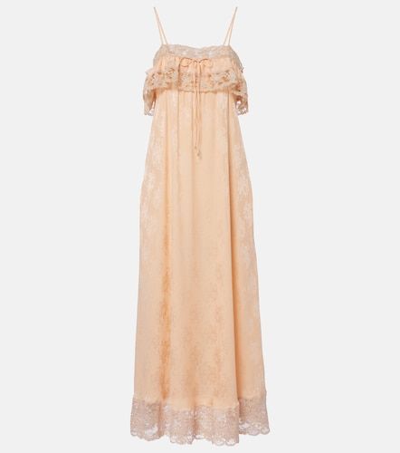 Chloé Midikleid aus Seiden-Jacquard mit Spitze - Chloe - Modalova