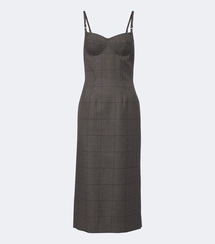 Vestido midi de lana con pata de gallo - Mugler - Modalova