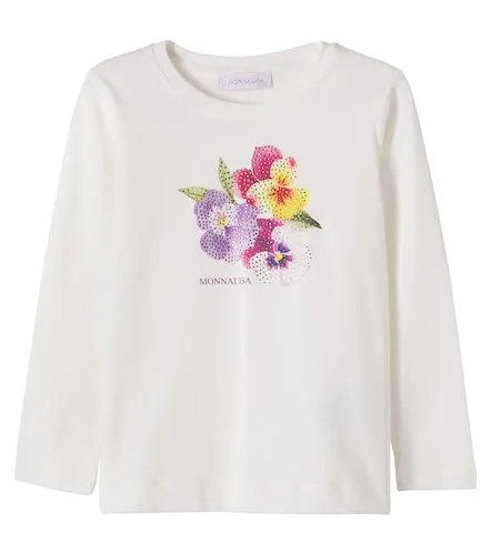 Camiseta de algodón estampada adornada - Monnalisa - Modalova