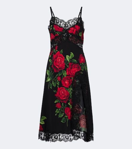 Vestido lencero de charmeuse en mezcla de seda y algodón - Dolce&Gabbana - Modalova