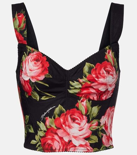 Floral cotton-blend bustier top - Dolce&Gabbana - Modalova