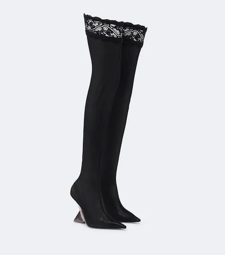 Cheope lace-trimmed mesh over-the-knee boots - The Attico - Modalova