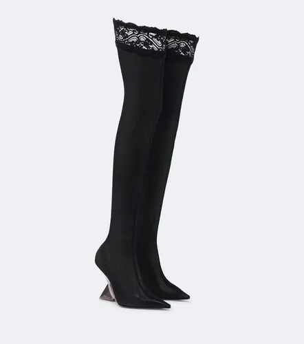 Cheope lace-trimmed mesh over-the-knee boots - The Attico - Modalova
