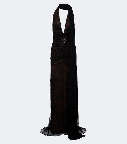 Amora gathered open-back lace tulle gown - De La Vali - Modalova