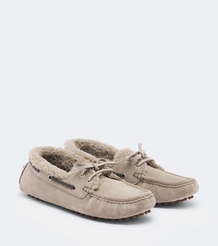 Mocassini Monili in suede con shearling - Brunello Cucinelli - Modalova