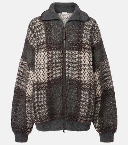 Cardigan a quadri con paillettes - Brunello Cucinelli - Modalova