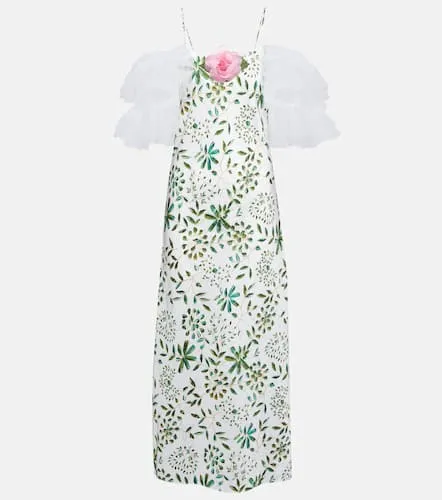 Floral-appliquÃ© silk midi dress - Rodarte - Modalova
