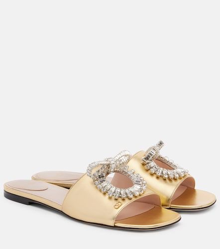 Adamantine embellished leather slides - Valentino Garavani - Modalova