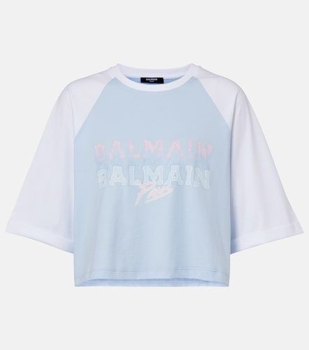 Camiseta cropped de jersey de algodón - Balmain - Modalova