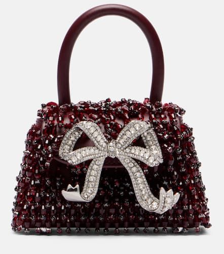 Bow Micro beaded leather tote bag - Self-Portrait - Modalova
