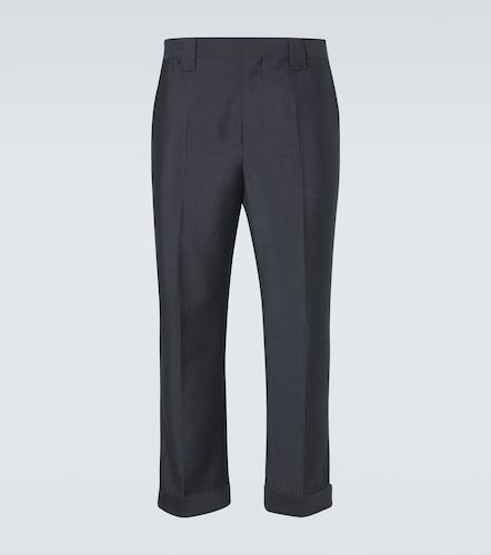 Cropped wool and mohair straight pants - Versace - Modalova