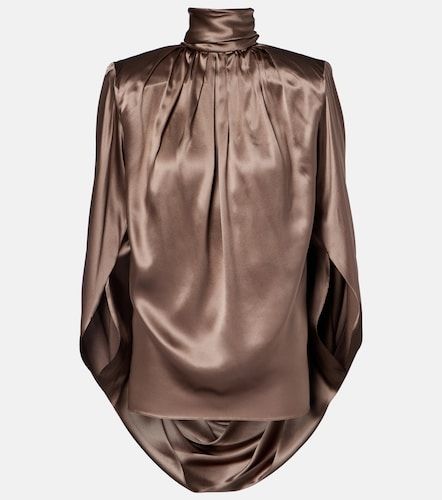 Top de satén en mezcla de seda drapeado - Mugler - Modalova