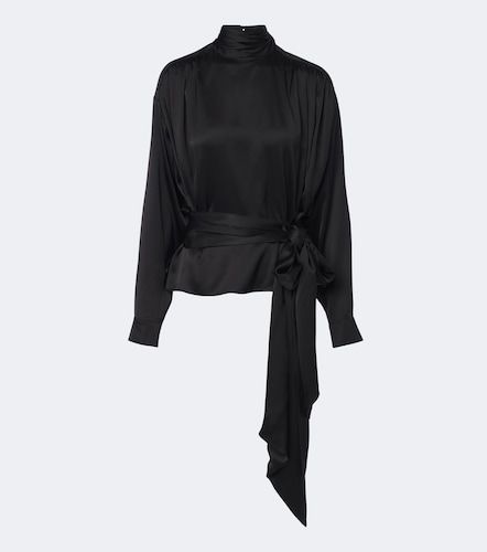 Blusa in raso di seta con fiocco - Balmain - Modalova
