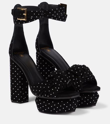 Ava embellished suede platform sandals - Balmain - Modalova