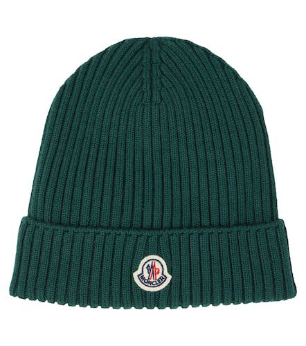 Logo ribbed-knit virgin wool beanie - Moncler Enfant - Modalova