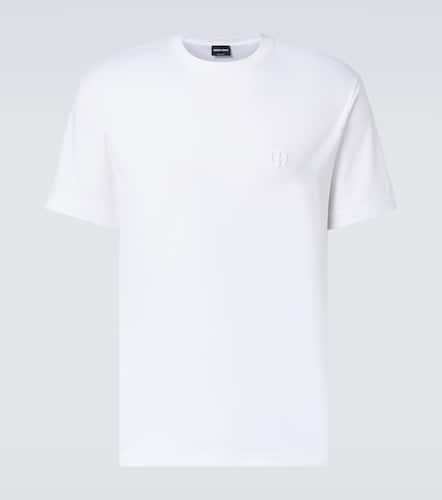 Logo embroidered cotton jersey T-shirt - Giorgio Armani - Modalova