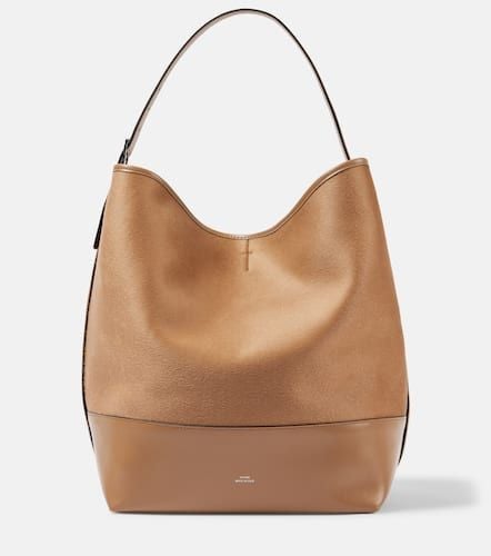 Belted leather-trimmed wool tote bag - Toteme - Modalova