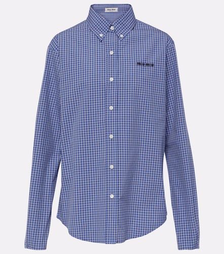 Camisa de popelín de algodón con logo - Miu Miu - Modalova
