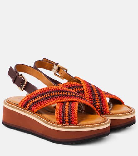 Faden leather-trimmed crochet sandals - Clergerie - Modalova