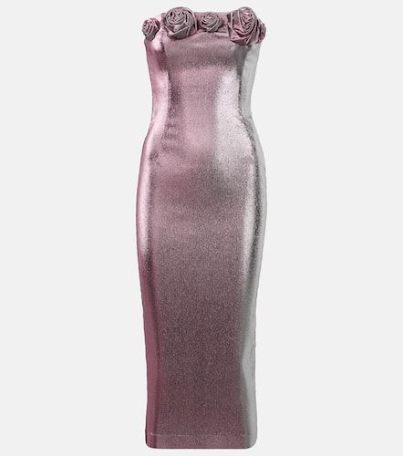 Floral-appliquÃ© lamÃ© midi dress - Area - Modalova