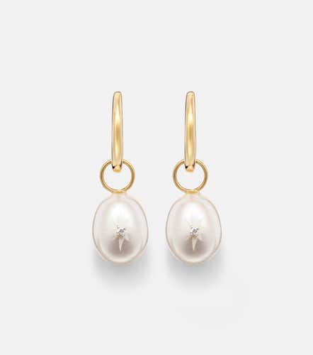 Kt drop earrings with pearls and diamonds - Mateo - Modalova