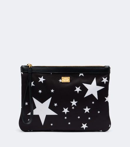Bustina in raso con stampa e pelle - Dolce&Gabbana - Modalova