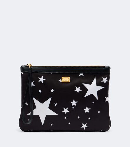 Pouch de satén estampado con piel - Dolce&Gabbana - Modalova