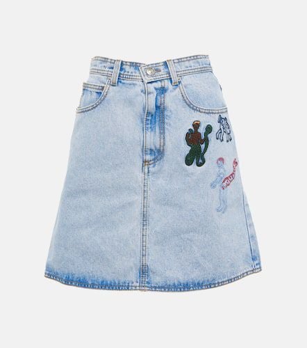 Embroidered high-rise denim miniskirt - Marni - Modalova