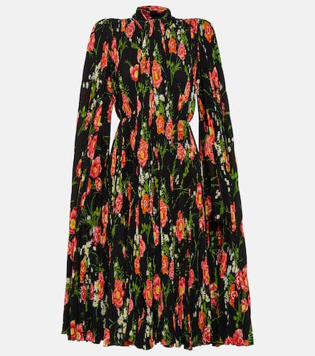 Vestido midi de crepé floral plisado - Balenciaga - Modalova